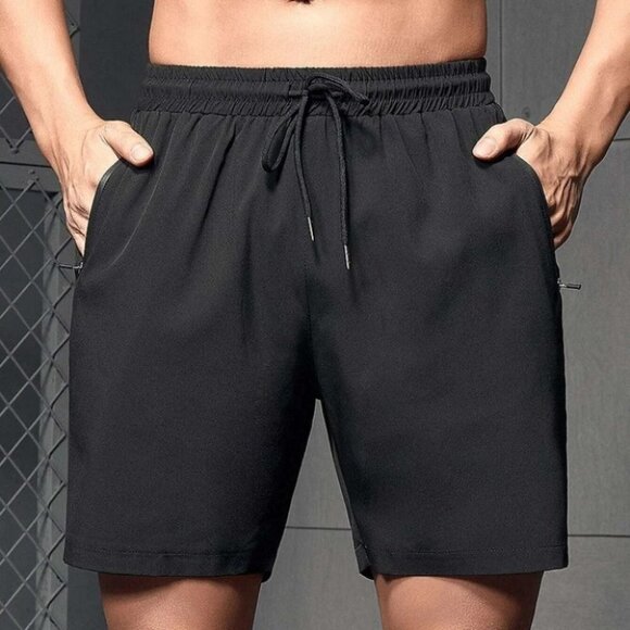 Black Casual Men's Summer Sports Shorts - Picture 3 of 5